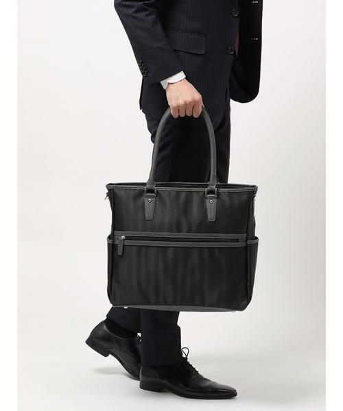THE SUIT COMPANY(ザ・スーツカンパニー)の「シャドーストライプ柄 トートバッグ(トートバッグ・メンズ・ブラック×グレー/ブルー系その他・FREE)」の3枚目の写真