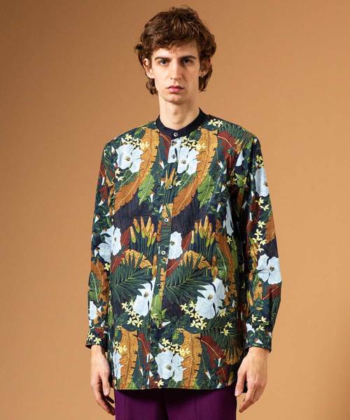 UNITED TOKYO（ユナイテッドトウキョウ）の「パターンロングバンドカラーシャツ（シャツ/ブラウス・メンズ・カーキ/ブルー・1/2/3）」の3枚目の写真