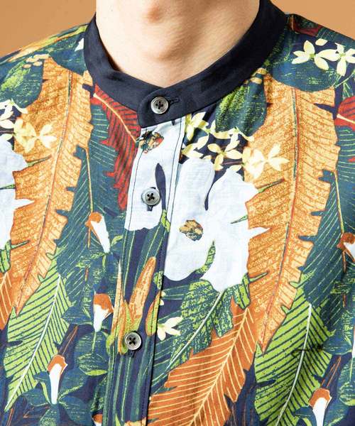 UNITED TOKYO（ユナイテッドトウキョウ）の「パターンロングバンドカラーシャツ（シャツ/ブラウス・メンズ・カーキ/ブルー・1/2/3）」の6枚目の写真