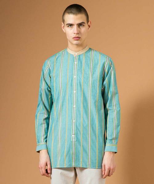 UNITED TOKYO（ユナイテッドトウキョウ）の「パターンロングバンドカラーシャツ（シャツ/ブラウス・メンズ・カーキ/ブルー・1/2/3）」の20枚目の写真
