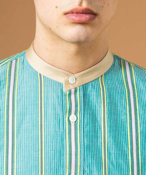 UNITED TOKYO（ユナイテッドトウキョウ）の「パターンロングバンドカラーシャツ（シャツ/ブラウス・メンズ・カーキ/ブルー・1/2/3）」の17枚目の写真