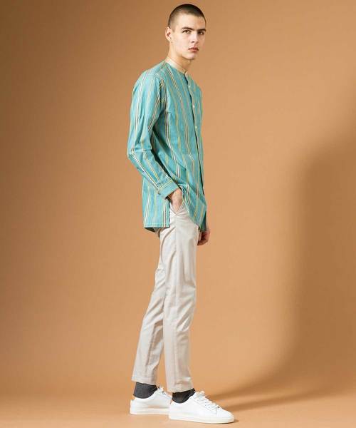 UNITED TOKYO（ユナイテッドトウキョウ）の「パターンロングバンドカラーシャツ（シャツ/ブラウス・メンズ・カーキ/ブルー・1/2/3）」の12枚目の写真