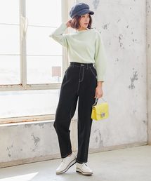 KOBE LETTUCE | コットンツイルストレッチ配色ステッチハイウエストパンツ(その他パンツ)