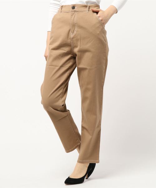 KOBE LETTUCE（コウベレタス）の「コットンツイルストレッチ配色ステッチハイウエストパンツ（その他パンツ・レディース・ブラック/ベージュ/カーキ・FREE）」の13枚目の写真