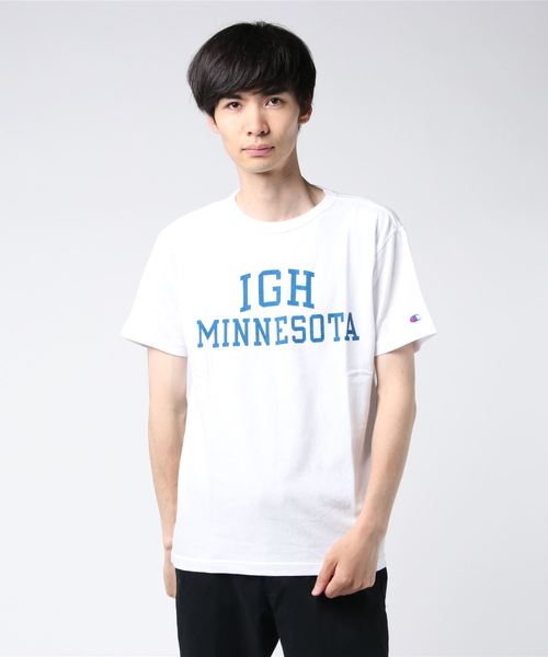 Champion(チャンピオン)の「【Champion/チャンピオン】メンズ Tシャツ キャンパス(Tシャツ/カットソー・メンズ・ホワイト/グレー/ホワイト×ブルー/ブラック/ネイビー/ライトピンク/サックスブルー/オリーブ・LARGE/MEDIUM/X-LARGE)」の2枚目の写真
