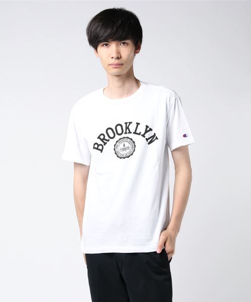 Champion(チャンピオン)の「【Champion/チャンピオン】メンズ Tシャツ キャンパス(Tシャツ/カットソー・メンズ・ホワイト/グレー/ホワイト×ブルー/ブラック/ネイビー/ライトピンク/サックスブルー/オリーブ・LARGE/MEDIUM/X-LARGE)」の1枚目の写真