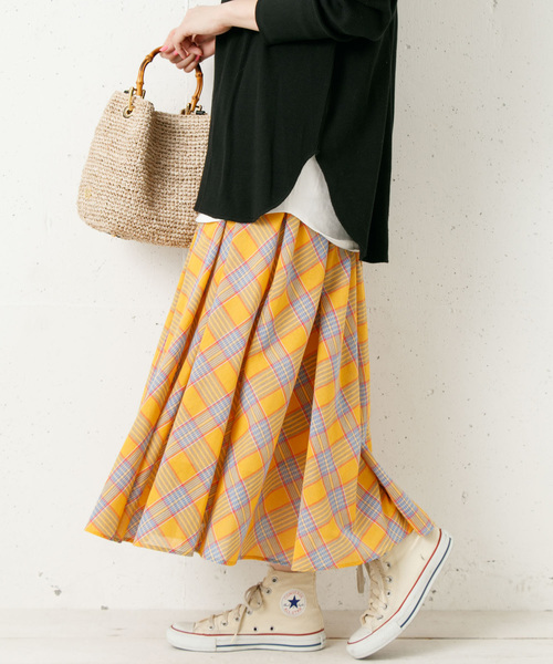 URBAN RESEARCH Sonny Label(アーバンリサーチサニーレーベル)の「マドラスチェックスカート(スカート)」|イエロー