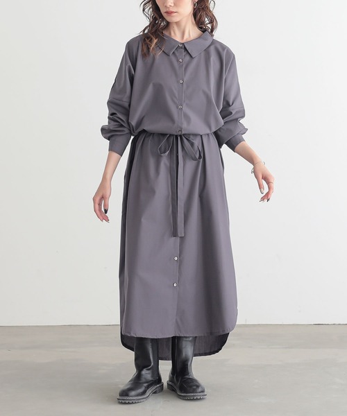 n'OrLABEL（ノアールレーベル）の「『シンプルロングシャツワンピ』（シャツワンピース・レディース・ブラック/グレー/オフホワイト/ネイビー・1/2）」の3枚目の写真