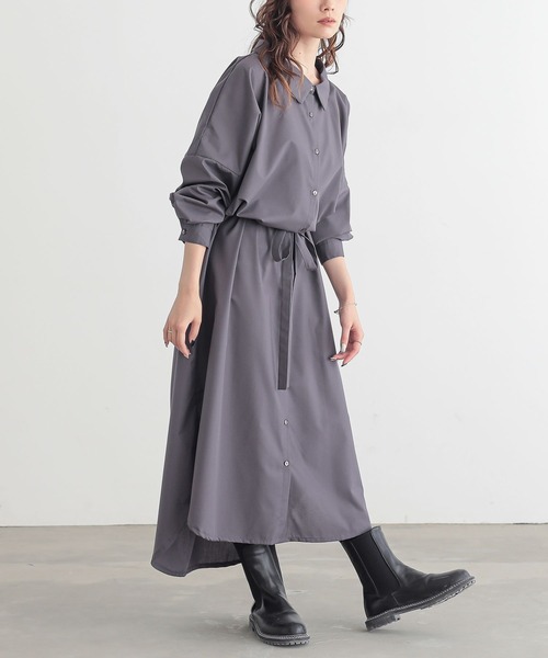 n'OrLABEL（ノアールレーベル）の「『シンプルロングシャツワンピ』（シャツワンピース・レディース・ブラック/グレー/オフホワイト/ネイビー・1/2）」の18枚目の写真