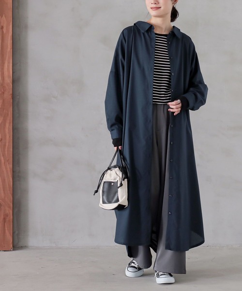 n'OrLABEL（ノアールレーベル）の「『シンプルロングシャツワンピ』（シャツワンピース・レディース・ブラック/グレー/オフホワイト/ネイビー・1/2）」の11枚目の写真