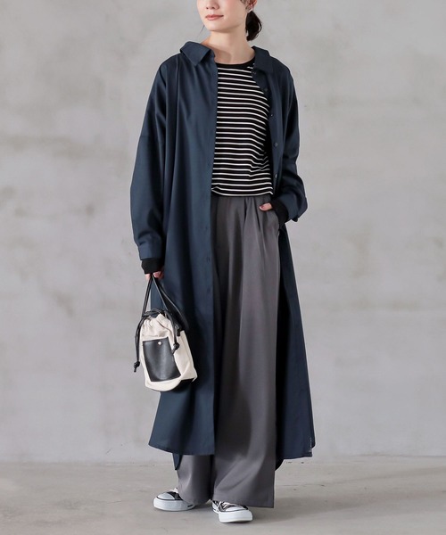 n'OrLABEL（ノアールレーベル）の「『シンプルロングシャツワンピ』（シャツワンピース・レディース・ブラック/グレー/オフホワイト/ネイビー・1/2）」の12枚目の写真