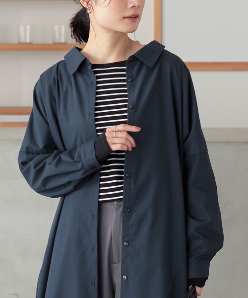 n'OrLABEL（ノアールレーベル）の「『シンプルロングシャツワンピ』（シャツワンピース・レディース・ブラック/グレー/オフホワイト/ネイビー・1/2）」の14枚目の写真