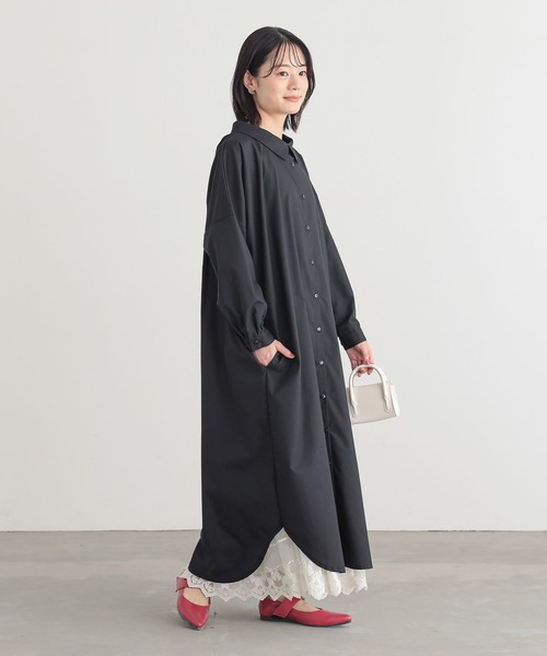 n'OrLABEL（ノアールレーベル）の「『シンプルロングシャツワンピ』（シャツワンピース・レディース・ブラック/グレー/オフホワイト/ネイビー・1/2）」の16枚目の写真