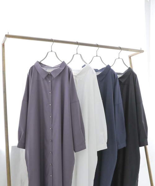 n'OrLABEL（ノアールレーベル）の「『シンプルロングシャツワンピ』（シャツワンピース・レディース・ブラック/グレー/オフホワイト/ネイビー・1/2）」の5枚目の写真