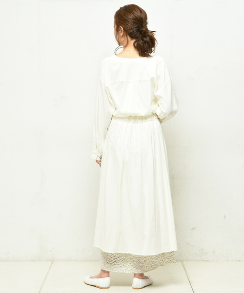 DouDou(ドゥドゥ)の「ロングシャツワンピース(ワンピース・レディース・ブラック/ベージュ/グリーン/アイボリー・FREE)」の7枚目の写真