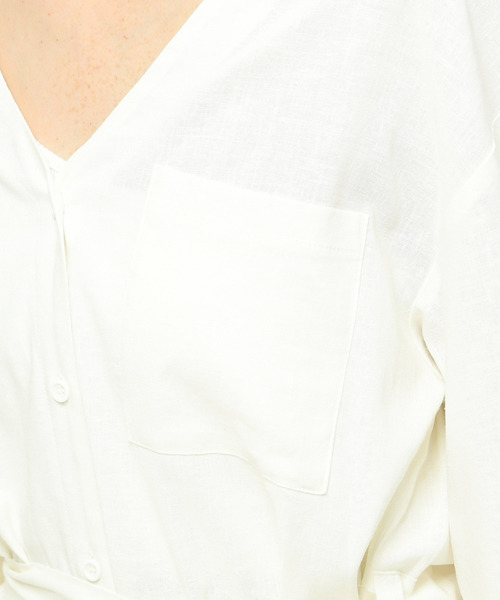 DouDou(ドゥドゥ)の「ロングシャツワンピース(ワンピース・レディース・ブラック/ベージュ/グリーン/アイボリー・FREE)」の9枚目の写真