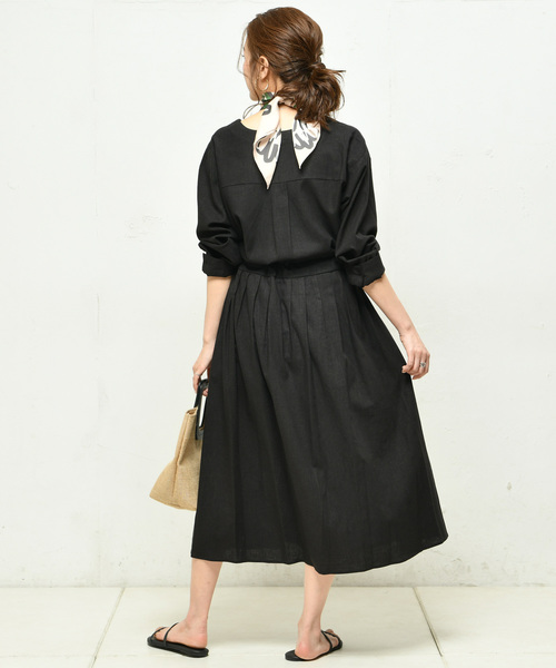 DouDou(ドゥドゥ)の「ロングシャツワンピース(ワンピース・レディース・ブラック/ベージュ/グリーン/アイボリー・FREE)」の19枚目の写真