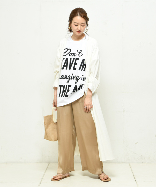 DouDou(ドゥドゥ)の「ロングシャツワンピース(ワンピース・レディース・ブラック/ベージュ/グリーン/アイボリー・FREE)」の16枚目の写真