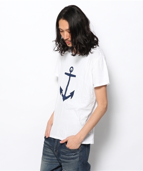 SHIPS（シップス）の「SAVE KHAKI: アンカープリント クルーネック Tシャツ（Tシャツ/カットソー・メンズ・ホワイト・MEDIUM/LARGE/SMALL）」の2枚目の写真