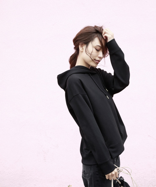 BAYFLOW（ベイフロー）の「ダンボールパーカープルオーバー（パーカー・レディース・アイボリー/ブラック/ブラウン/ピンク・SMALL/MEDIUM）」の15枚目の写真