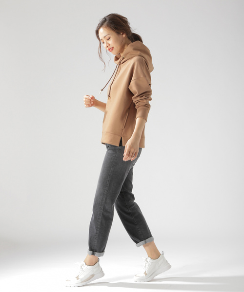 BAYFLOW（ベイフロー）の「ダンボールパーカープルオーバー（パーカー・レディース・アイボリー/ブラック/ブラウン/ピンク・SMALL/MEDIUM）」の21枚目の写真