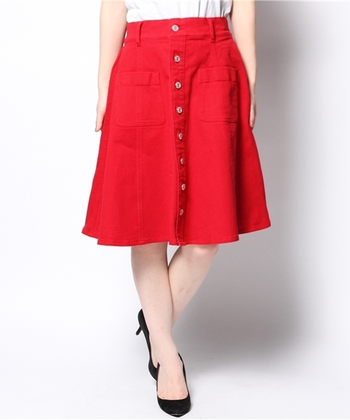 one after another NICE CLAUP（ワンアフターアナザーナイスクラップ）の「【ナイスクラップ】ｶｯﾄﾃﾞﾆﾑﾌﾚｱｰｽｶｰﾄ（スカート・レディース・オフホワイト/レッド/ネイビー・FREE）」の12枚目の写真