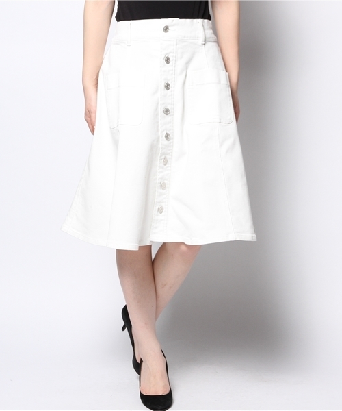 one after another NICE CLAUP（ワンアフターアナザーナイスクラップ）の「【ナイスクラップ】ｶｯﾄﾃﾞﾆﾑﾌﾚｱｰｽｶｰﾄ（スカート・レディース・オフホワイト/レッド/ネイビー・FREE）」の2枚目の写真