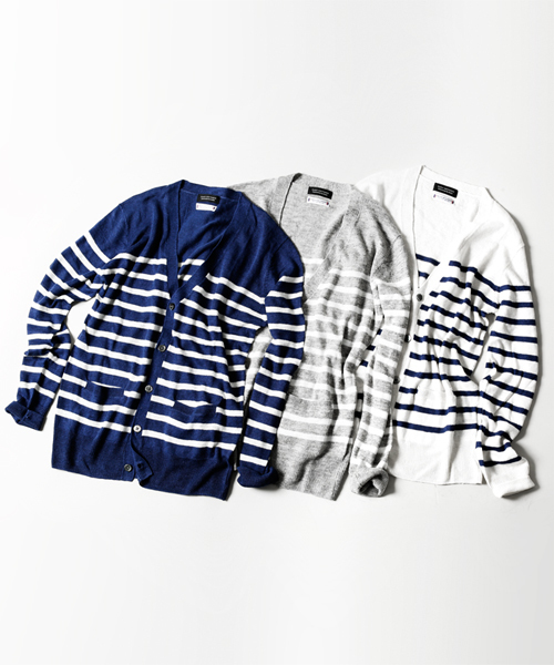 NANO universe(ナノユニバース)の「フレンチリネンマリンボーダーカーデ(カーディガン/ボレロ・メンズ・ホワイト/グレー/ネイビー・SMALL/MEDIUM/LARGE/X-LARGE)」の12枚目の写真