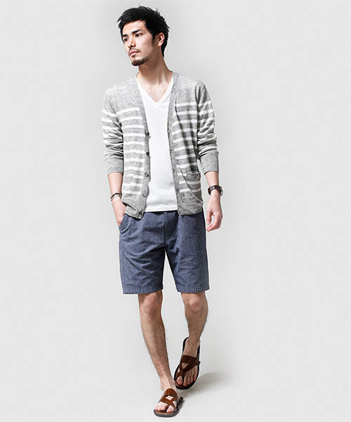 NANO universe(ナノユニバース)の「フレンチリネンマリンボーダーカーデ(カーディガン/ボレロ・メンズ・ホワイト/グレー/ネイビー・SMALL/MEDIUM/LARGE/X-LARGE)」の6枚目の写真