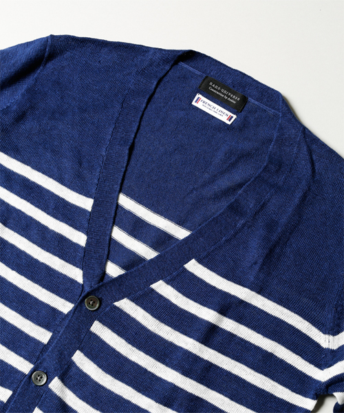 NANO universe(ナノユニバース)の「フレンチリネンマリンボーダーカーデ(カーディガン/ボレロ・メンズ・ホワイト/グレー/ネイビー・SMALL/MEDIUM/LARGE/X-LARGE)」の14枚目の写真