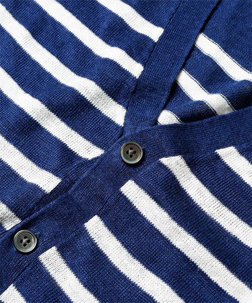 NANO universe(ナノユニバース)の「フレンチリネンマリンボーダーカーデ(カーディガン/ボレロ・メンズ・ホワイト/グレー/ネイビー・SMALL/MEDIUM/LARGE/X-LARGE)」の15枚目の写真