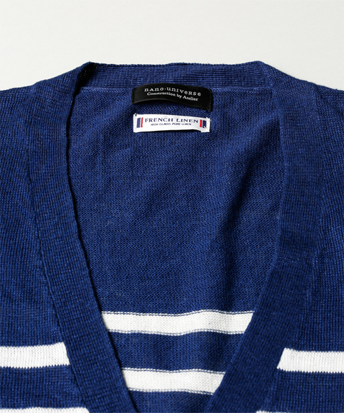 NANO universe(ナノユニバース)の「フレンチリネンマリンボーダーカーデ(カーディガン/ボレロ・メンズ・ホワイト/グレー/ネイビー・SMALL/MEDIUM/LARGE/X-LARGE)」の16枚目の写真