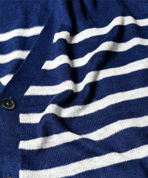 NANO universe(ナノユニバース)の「フレンチリネンマリンボーダーカーデ(カーディガン/ボレロ・メンズ・ホワイト/グレー/ネイビー・SMALL/MEDIUM/LARGE/X-LARGE)」の8枚目の写真
