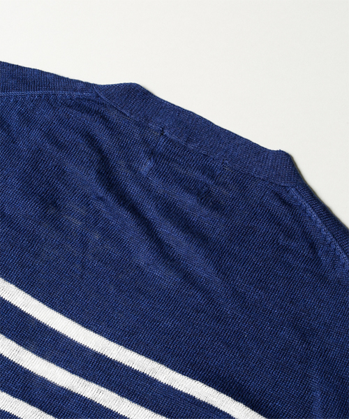 NANO universe(ナノユニバース)の「フレンチリネンマリンボーダーカーデ(カーディガン/ボレロ・メンズ・ホワイト/グレー/ネイビー・SMALL/MEDIUM/LARGE/X-LARGE)」の10枚目の写真
