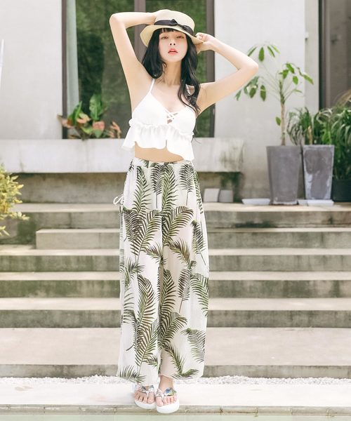 Dita（ディータ）の「【3点セット】シフォンスカート付きハイウエストビキニセットスウィムウェア【RT】（水着・レディース・ブラック/ホワイト・M/L/XL）」の7枚目の写真