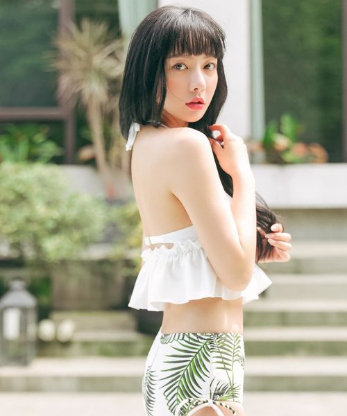 Dita（ディータ）の「【3点セット】シフォンスカート付きハイウエストビキニセットスウィムウェア【RT】（水着・レディース・ブラック/ホワイト・M/L/XL）」の9枚目の写真