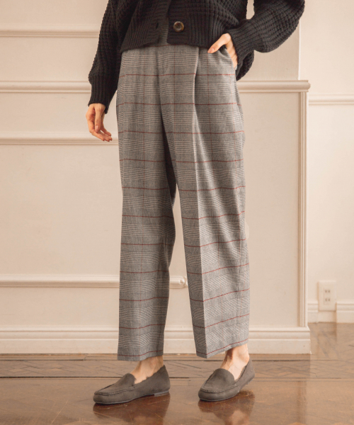 GLOBAL WORK（グローバルワーク）の「あったか美(うつく)シルエットワイドパンツチェック/849665（その他パンツ・レディース・グレー系その他/チャコールグレー/オフホワイト/ダークブラウン・MEDIUM/LARGE/SMALL）」の4枚目の写真