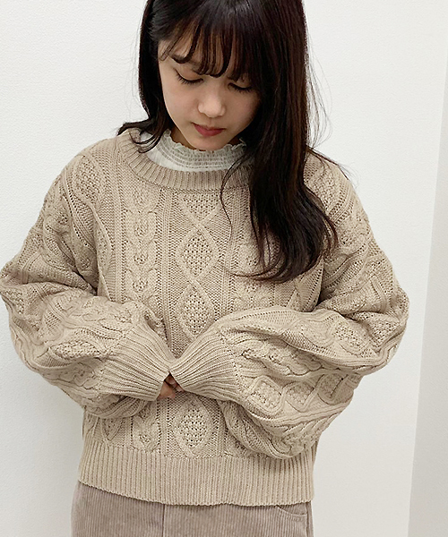 apres jour(アプレジュール)の「プリーツブラウス×ケーブルニットセット【ZOZOTOWN限定アイテム】(ニット/セーター・レディース・モカ/スモークピンク/ライトベージュ・フリー)」の14枚目の写真