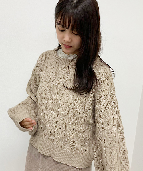 apres jour(アプレジュール)の「プリーツブラウス×ケーブルニットセット【ZOZOTOWN限定アイテム】(ニット/セーター・レディース・モカ/スモークピンク/ライトベージュ・フリー)」の15枚目の写真