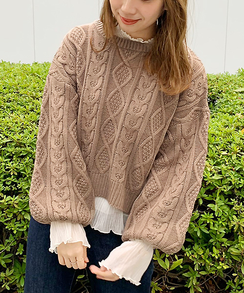 apres jour(アプレジュール)の「プリーツブラウス×ケーブルニットセット【ZOZOTOWN限定アイテム】(ニット/セーター・レディース・モカ/スモークピンク/ライトベージュ・フリー)」の19枚目の写真