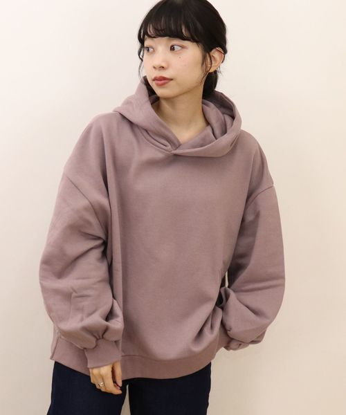 tiptop（ティップトップ）の「裏起毛ボリュームフーディー（パーカー・レディース・アイボリー/ブラック/ダークグレー/ブラウン/パープル・FREE）」の3枚目の写真