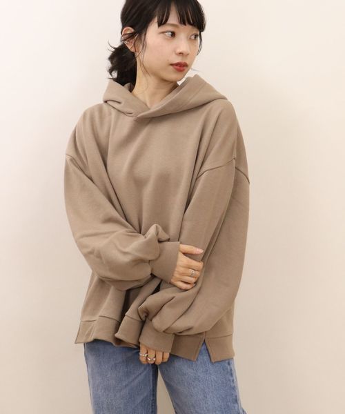 tiptop（ティップトップ）の「裏起毛ボリュームフーディー（パーカー・レディース・アイボリー/ブラック/ダークグレー/ブラウン/パープル・FREE）」の17枚目の写真