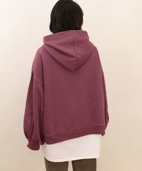 tiptop（ティップトップ）の「裏起毛ボリュームフーディー（パーカー・レディース・アイボリー/ブラック/ダークグレー/ブラウン/パープル・FREE）」の7枚目の写真