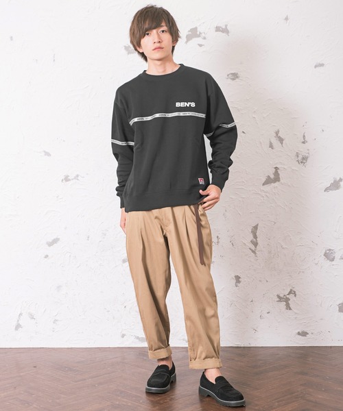 MinoriTY（マイノリティ）の「【BEN DAVIS】ルーズシルエット裏起毛リフレクタートレーナー（スウェット・メンズ・ブラック/アイボリー/グリーン系その他・M/L）」の4枚目の写真