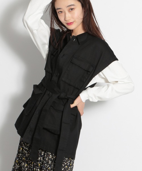 niko and...（ニコアンド）の「サファリワイドベスト（ベスト・レディース・カーキ/ブラック・MEDIUM/LARGE）」の2枚目の写真