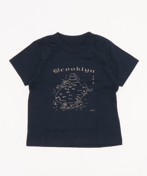 bonjour records（ボンジュールレコーズ）の「MAPTOTE KIDS-T BRKN（Tシャツ/カットソー・キッズ・ネイビー/レッド・X-SMALL/S/M）」の2枚目の写真
