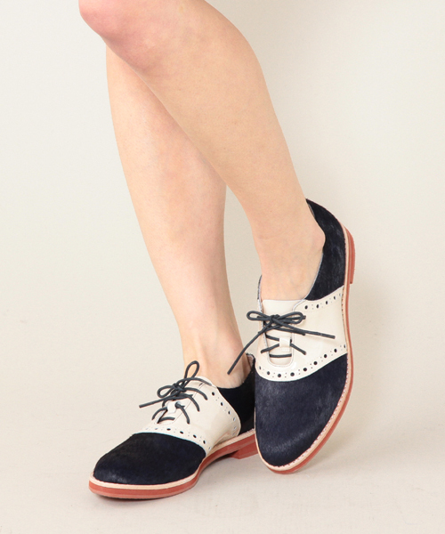 ROSE BUD(ローズバッド)の「(ALL BLACK)12-0202-1 HAIR/PATEN SADDLE OXFORD(ドレスシューズ・レディース・ブラック/ネイビー・39/36/37/38)」の2枚目の写真