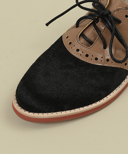 ROSE BUD(ローズバッド)の「(ALL BLACK)12-0202-1 HAIR/PATEN SADDLE OXFORD(ドレスシューズ・レディース・ブラック/ネイビー・39/36/37/38)」の7枚目の写真