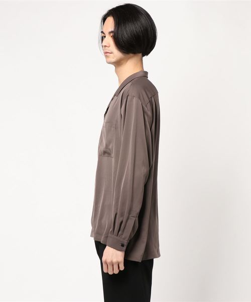 JUNRED(ジュンレッド)の「シルキードレープオープンカラーシャツ(シャツ/ブラウス・メンズ・サックスブルー/ダークブラウン/ベージュ/ブラック・L/S/M)」の6枚目の写真