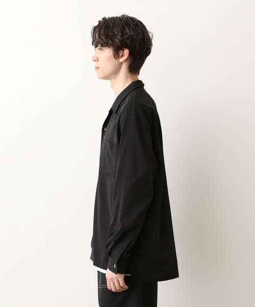 JUNRED(ジュンレッド)の「シルキードレープオープンカラーシャツ(シャツ/ブラウス・メンズ・サックスブルー/ダークブラウン/ベージュ/ブラック・L/S/M)」の18枚目の写真